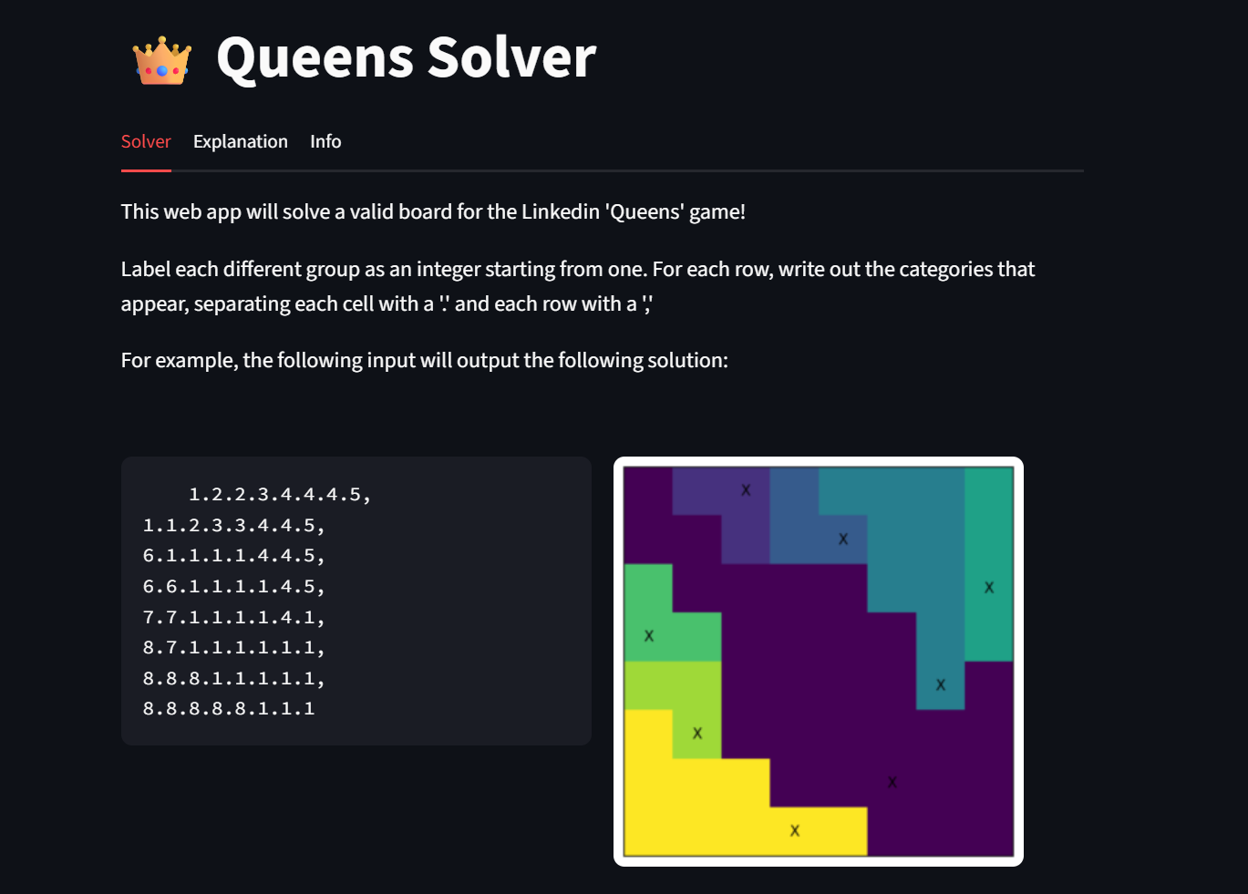 Queens solver